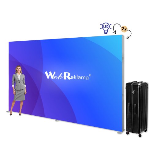 Ścianka podświetlana LED Premium 400x250 w walizce na kółkach